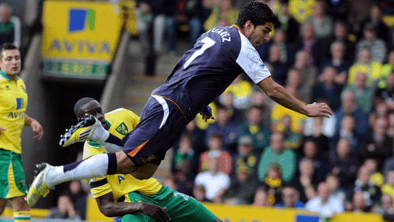 Luis Suarez and Leon Barnett