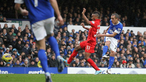 Leon Osman goal Everton v Liverpool