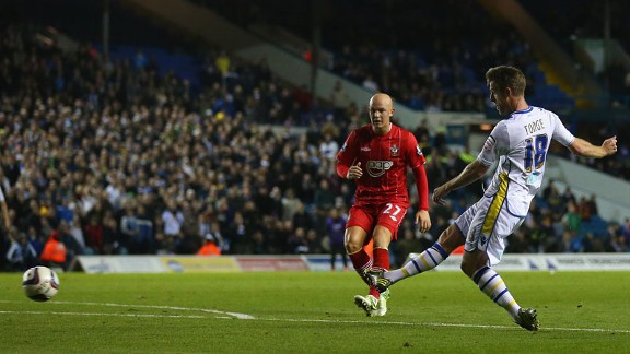Michael Tonge fires Leeds ahead against Southampton