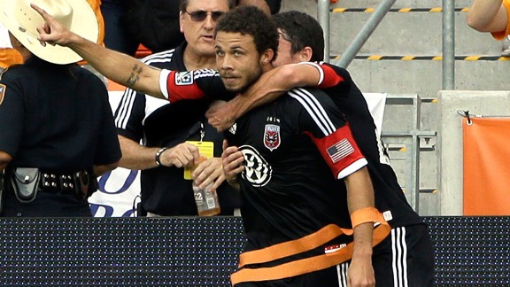 D.C. United's Nick DeLeon celebrates his goal MLS Eastern Conference Championship soccer game against the Houston Dynamo