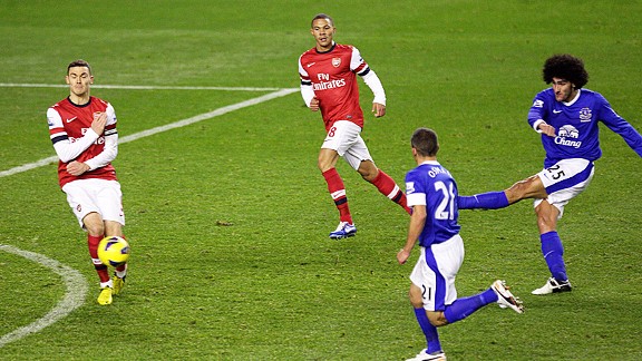 Marouane Fellaini fires Everton back on level terms against Arsenal