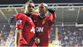 Anderson celebrates with Ashley Young after netting at Reading