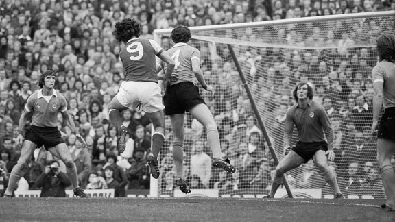Arsenal play Manchester City at Highbury in 1975