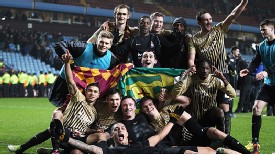 Bradford City celebrate with their famous victory