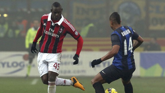 Mario Balotelli came up against his former club in the Milan derby