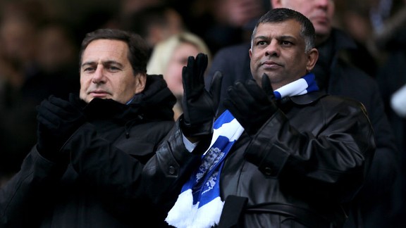 QPR owner Tony Fernandes watches on as his team lose to Manchester United