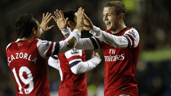 Arsenal Santi Cazorla and Jack Wilshere clebration