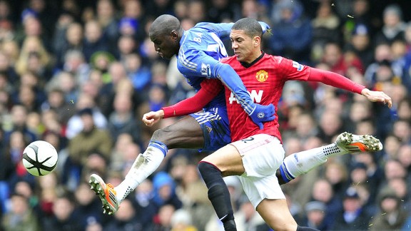 Demba Ba in action for Chelsea against Man United