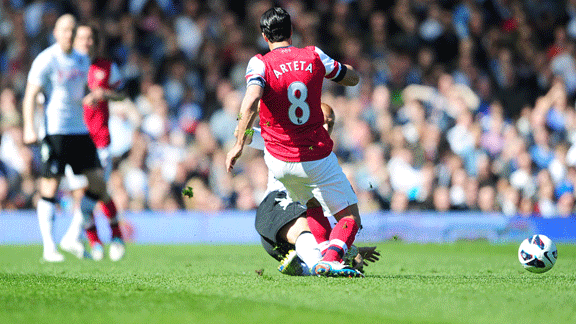 Steve Sidwell tackle on Mikel Arteta Fulham v arsenal