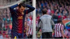 Cesc Fabregas rues a missed chance in Barcelona's 2-2 draw with Athletic Bilbao