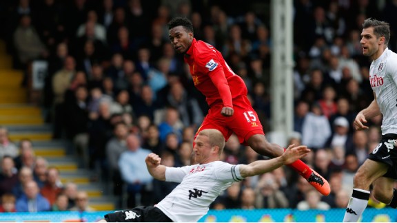 Liverpool's Daniel Sturridge scores against Fulham.