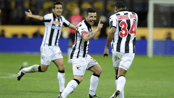 Antonio Di Natale celebrates