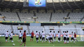 Tahiti players warm up training Brazil Confederations Cup