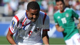 Gabriel Torres celebrates after opening the scoring for Panama from the penalty spot