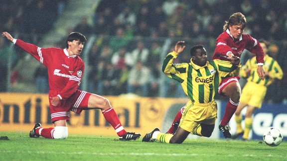 Claude Makelele in Champions League action for Nantes.