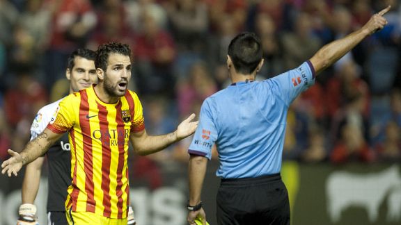 Cesc Fabregas appeal referee Barcelona Osasuna