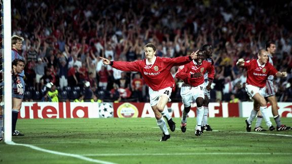 Ole Gunnar Solskjaer Treble celebration v Bayern Munich