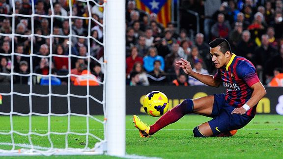 Alexis Sanchez nets Barcelona's winner.