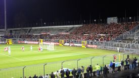 The Bayern Munich II fans watch their side in action against 1860 Munich.