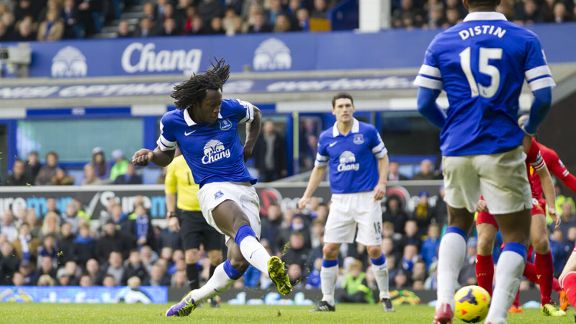 Romelu Lukaku first goal Everton Liverpool