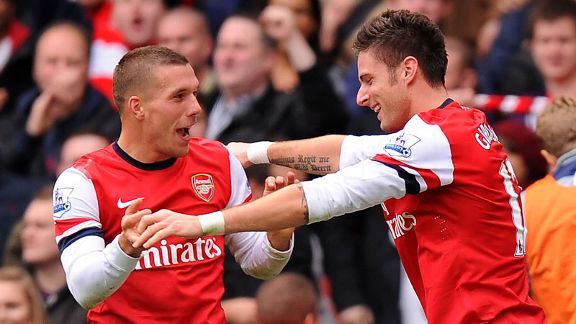 Lukas Podolski Olivier Giroud celeb Arsenal
