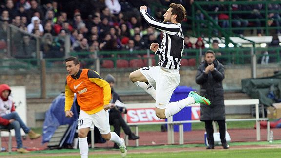 Claudio Marchisio celebrates his goal against Cagliari.