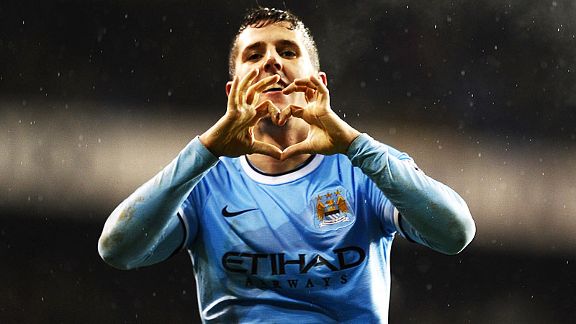 Stevan Jovetic celebrates after returning from injury to score Man City's fourth at Spurs.