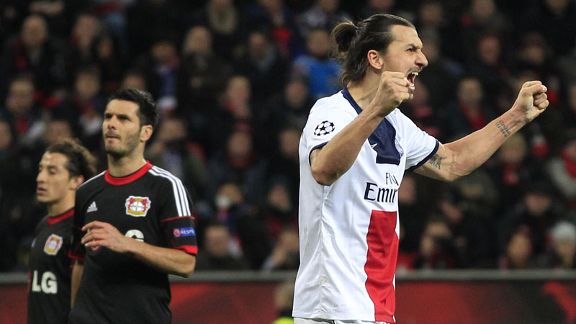 Zlatan Ibrahimovic alternative celebration solo Leverkusen vs PSG