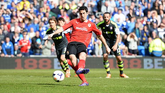 Peter Whittingham scores from the spot to level for Cardiff against Stoke.