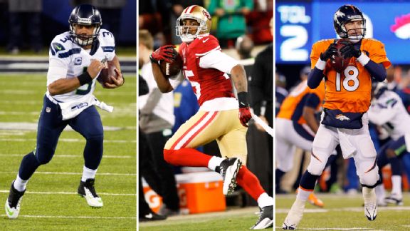 Russell Wilson, Michael Crabtree, Peyton Manning