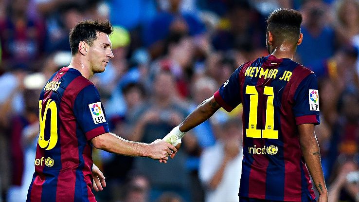 Lionel Messi and Neymar teamed up to account for five of Barcelona's six goals against Granada on Saturday.