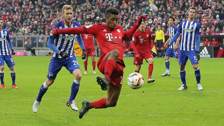 Bayern Munich forward Kingsley Coman, 19, has become a key first-team contributor for the German champs.