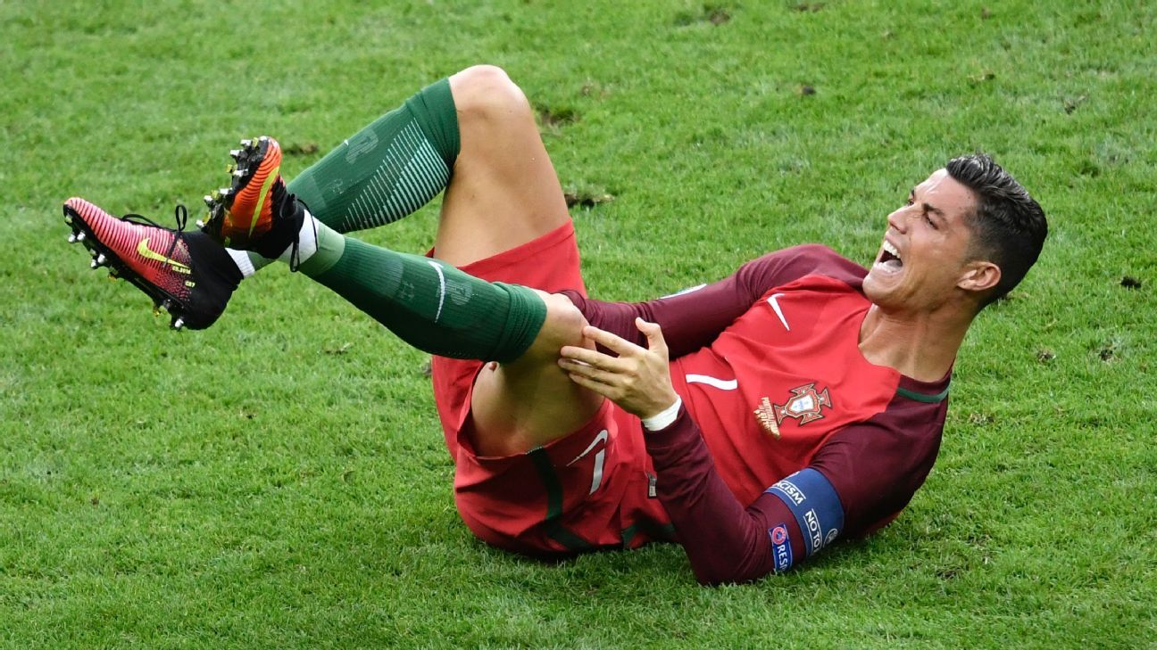 Portugal striker Cristiano Ronaldo forced off injured in Euro 2016