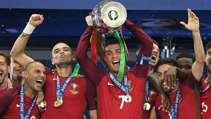 Cristiano Ronaldo lifts the European Championship