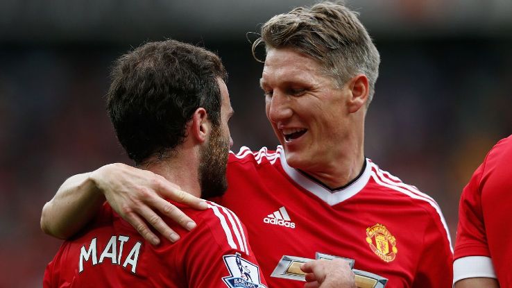 Juan Mata and Bastian Schweinsteiger