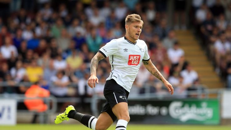 NORTHAMPTON, ENGLAND - JULY 18: Jeff Hendrick of Derby County during the Pre-Season Friendly match between Northampton Town and Derby County at Sixfields Stadium on July 18, 2015 in Northampton, England.