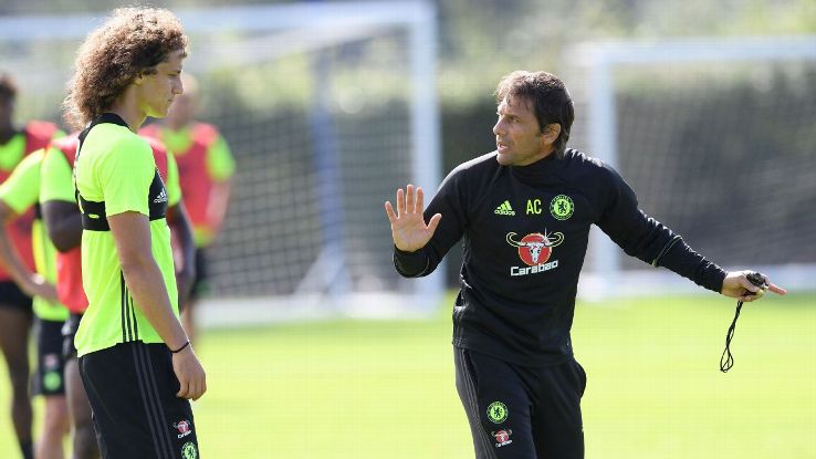 Image result for david luiz and antonio conte