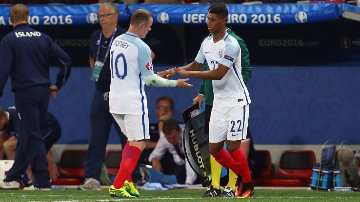 Wayne Rooney passed the England torch to Marcus Rashford at Euro 2016.