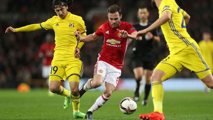 Juan Mata helped Manchester United move into the last eight of the Europa League.