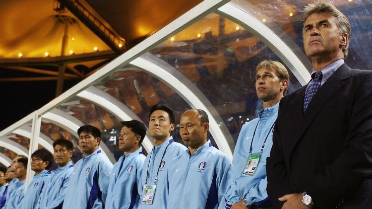 Park Hang-Seo, third from left, with Guus Hiddink 