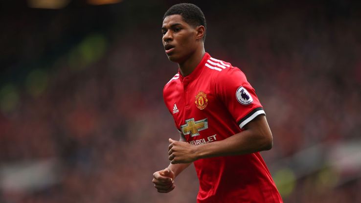 Marcus Rashford during Manchester United's Premier League game against Liverpool at Old Trafford.