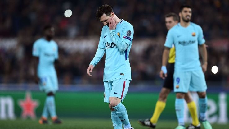 Barcelona crashed out of the Champions League against Roma.