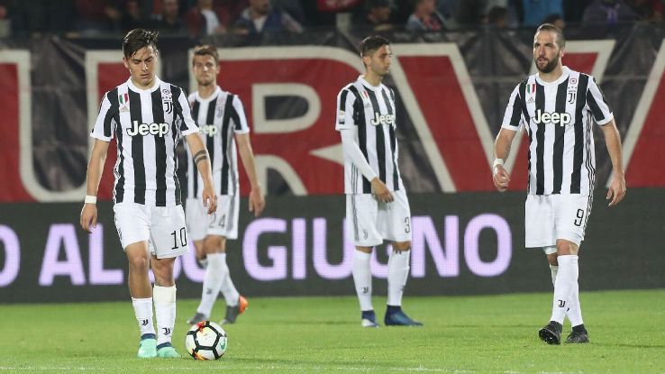 Juventus are crestfallen after conceding the equaliser.