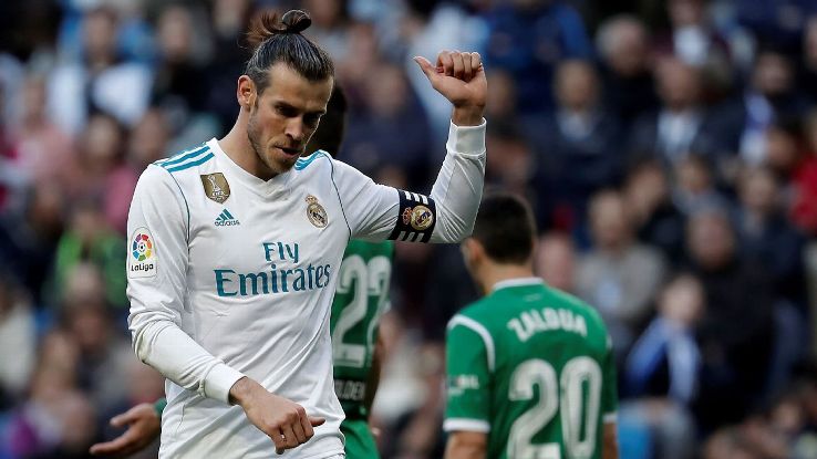 Gareth Bale celebrates during Real Madrid's win over Leganes.