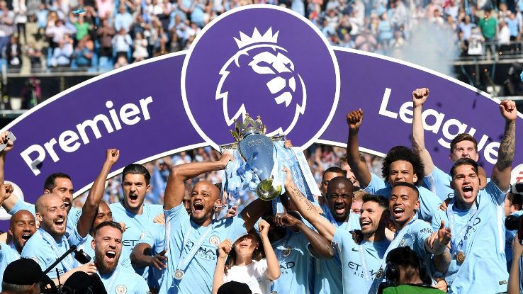 Man City surpassed 100 goals and reached 100 points while running away with the 2017-18 title.