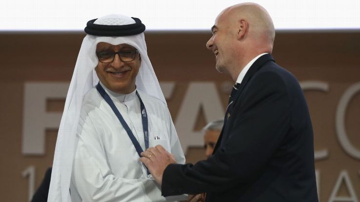 Sheikh Salman, left, tried to win the FIFA presidency but has since refocused on accumulating soft power in the Asian Football Confederation.