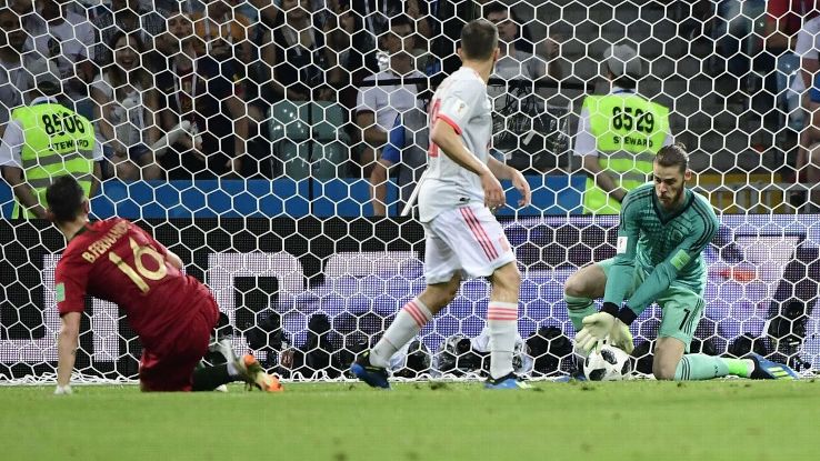 David De Gea's dreadful error capped a tough afternoon for the Spain goalkeeper as his side drew 3-3 with Portugal.