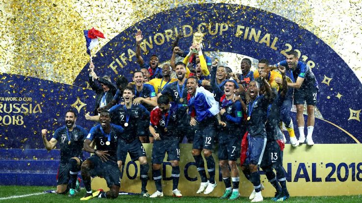 France lift the World Cup for a second time.