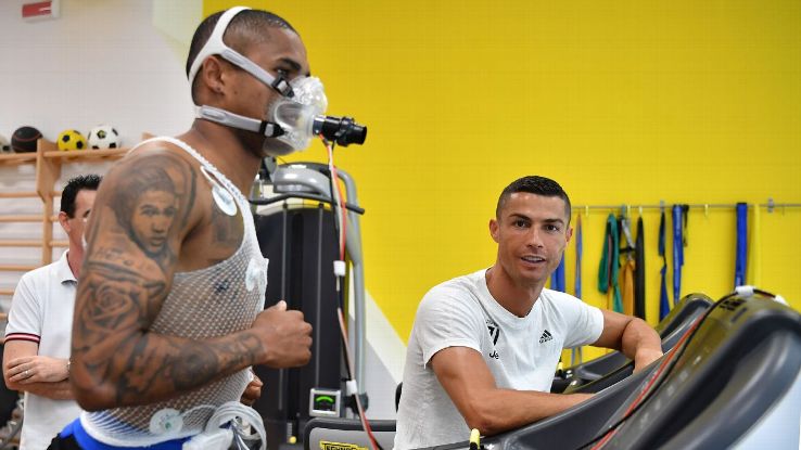 Douglas Costa undergoes medical tests alongside new Juventus teammate Cristiano Ronaldo.