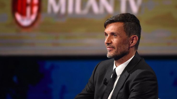 Former AC Milan defender Paolo Maldini attends the taping of a television show in Milan.